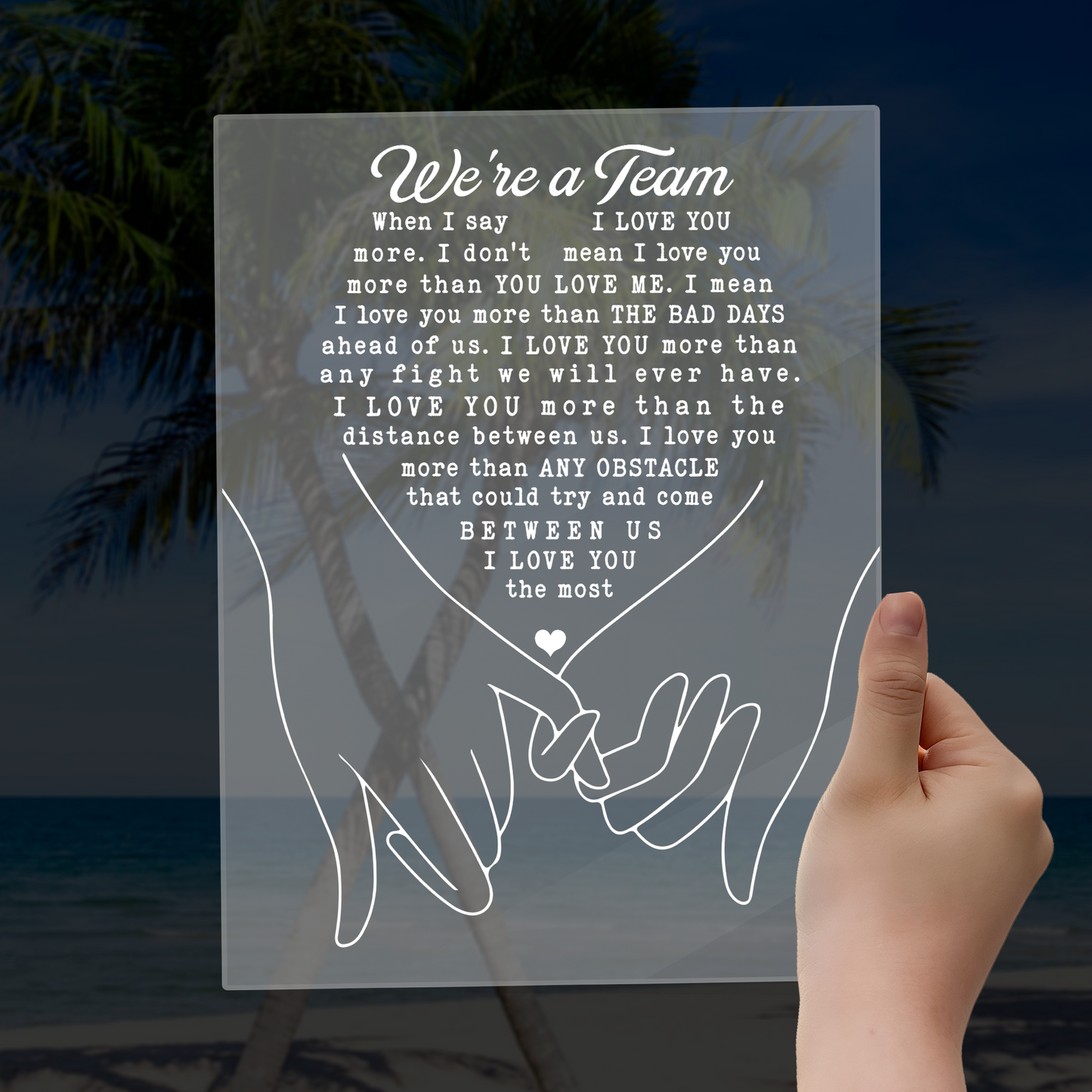 Acrylic Plaque for Couple, Romantic Gift for Husband Wife Boyfriend Girlfriend, “We’re a Team” Love Quote, Anniversary, Valentine’s Day, Wedding Gift, Soulmate Keepsake