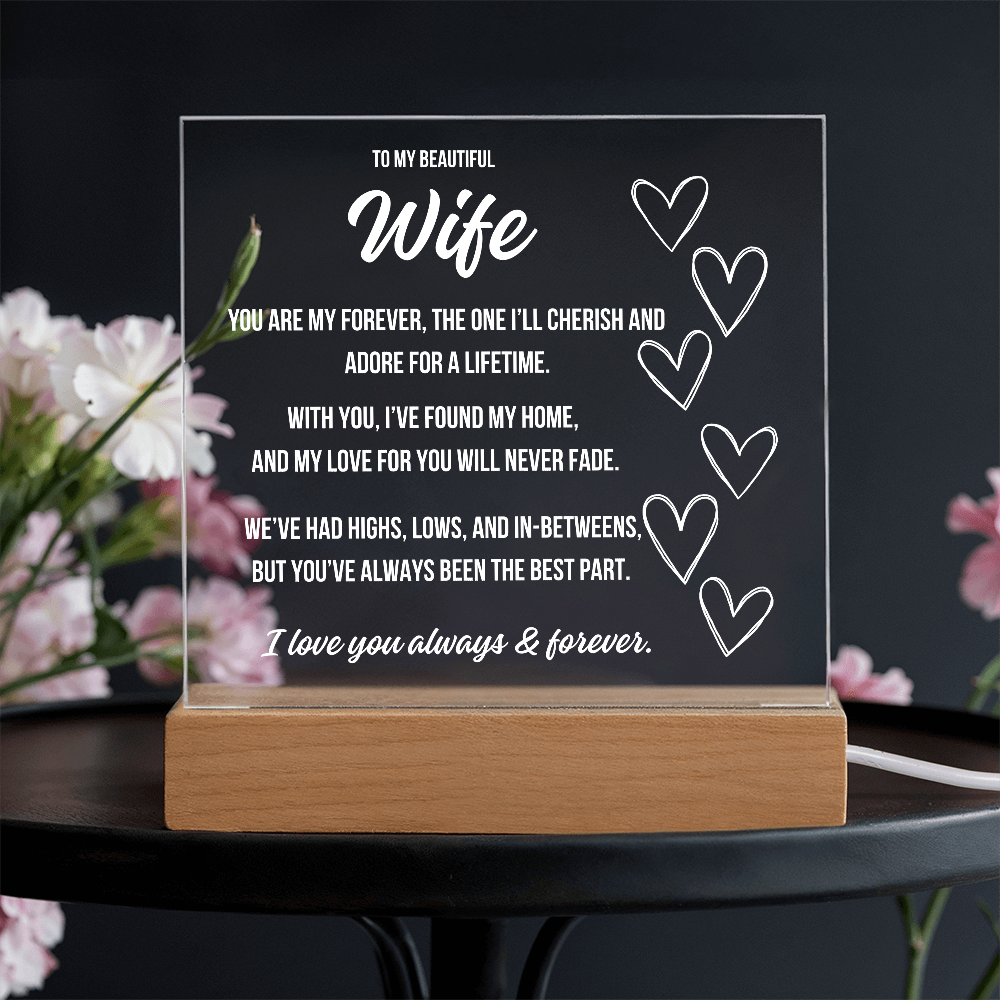 Anniversary gift for wife – clear acrylic keepsake