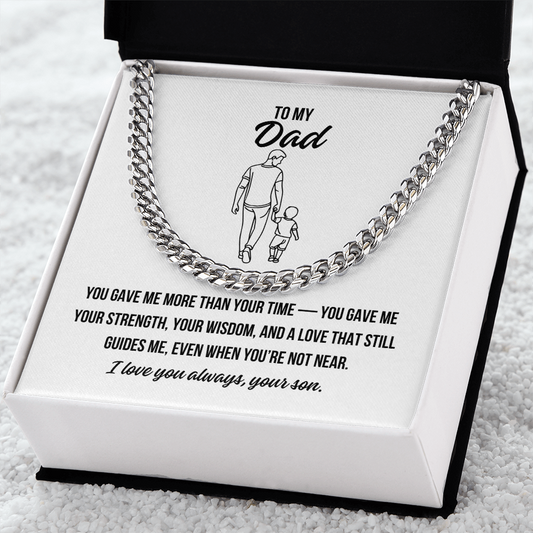 Cuban link chain for dad with heartfelt message from son