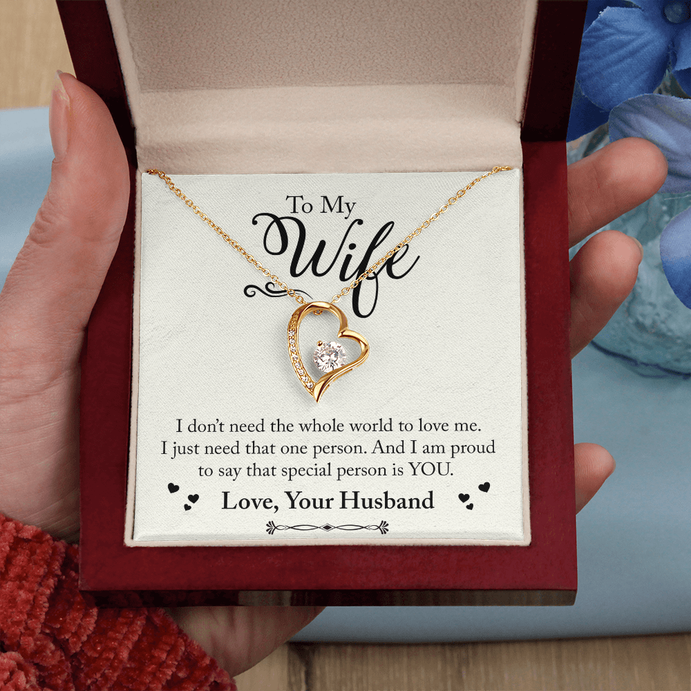 Elegant love necklace for wife with emotional keepsake card