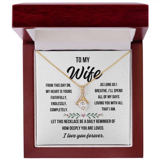 Elegant necklace with love message card for wife