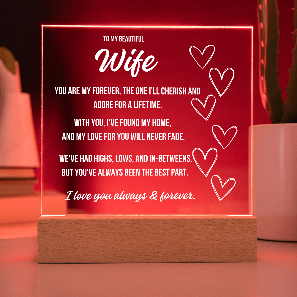 Elegant romantic plaque for wife from loving husband