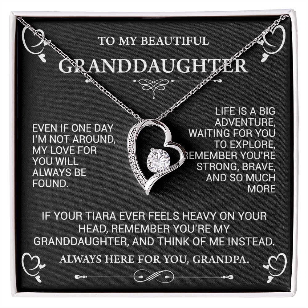 To My Beautiful Granddaughter – Always Here for You Necklace from Grandpa | Sentimental Gift with Tiara Message Card