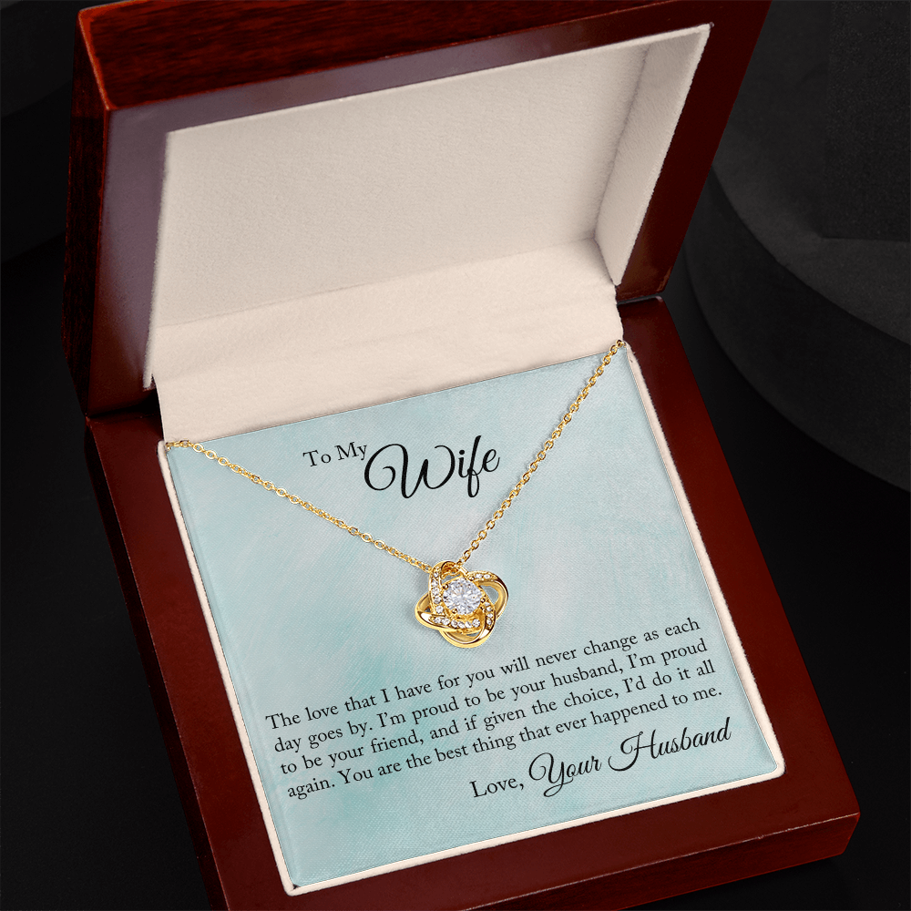 Luxury mahogany-style LED box for romantic wife necklace gift