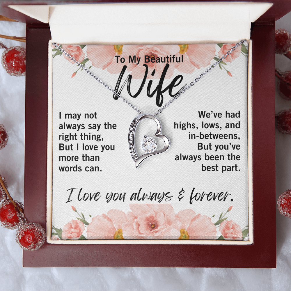Meaningful jewelry gift for wife with honest message card