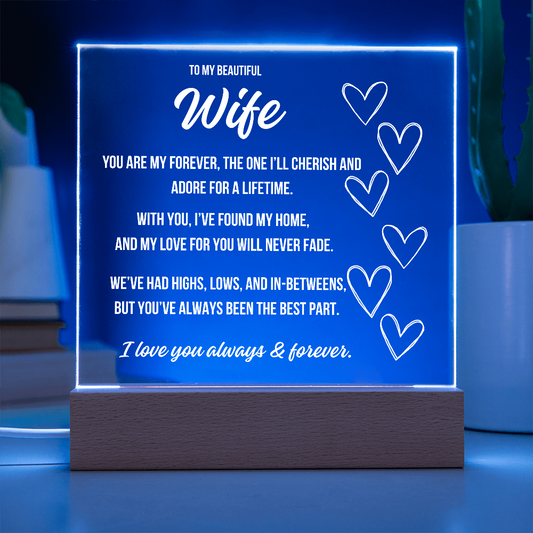 Romantic acrylic plaque gift for wife from husband