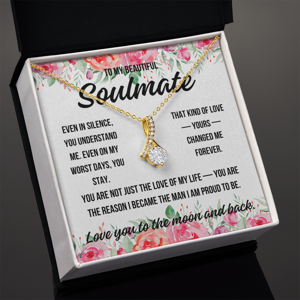 Romantic gift for her – to my soulmate necklace with love quote