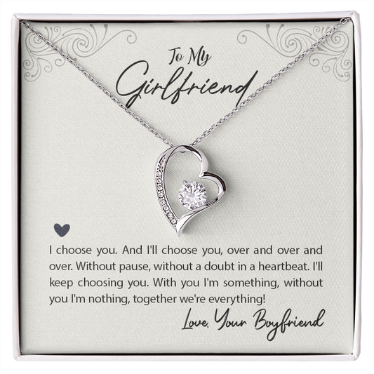 To My Girlfriend Forever Love Necklace with heartfelt message card