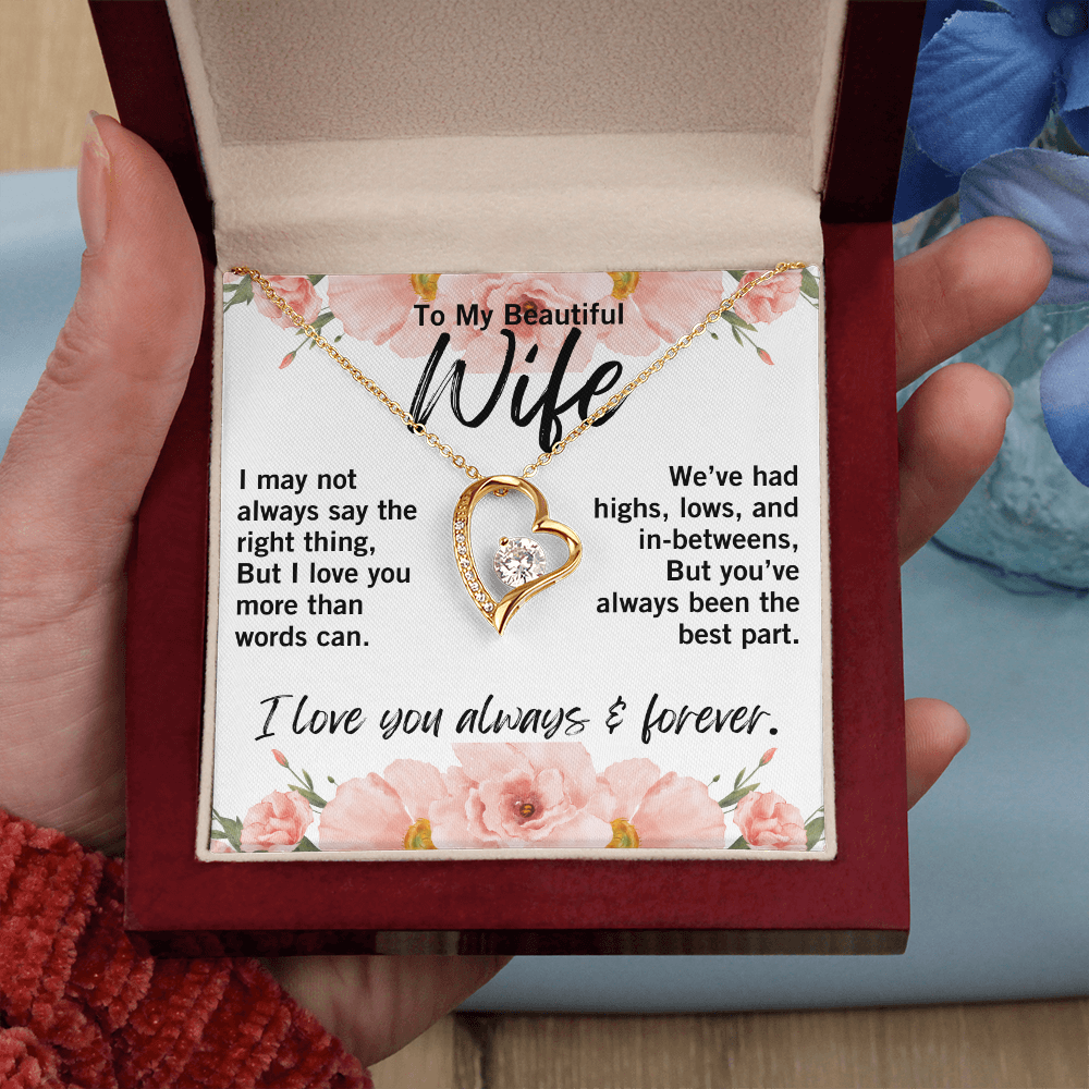 To My Wife Forever Love necklace with emotional quote from husband