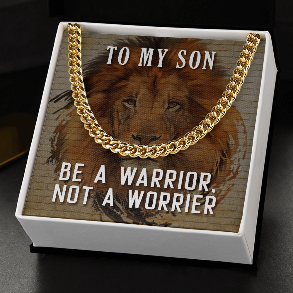 Warrior not worrier necklace with message card