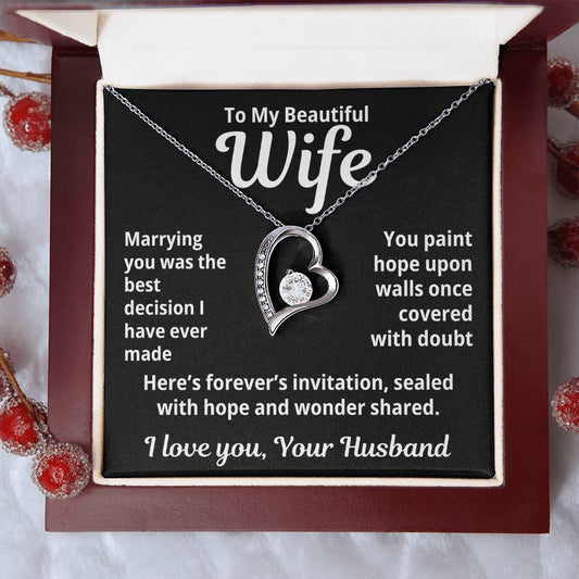 To My Beautiful Wife From Your Husband "Marrying You Was..." Forever Love Necklace