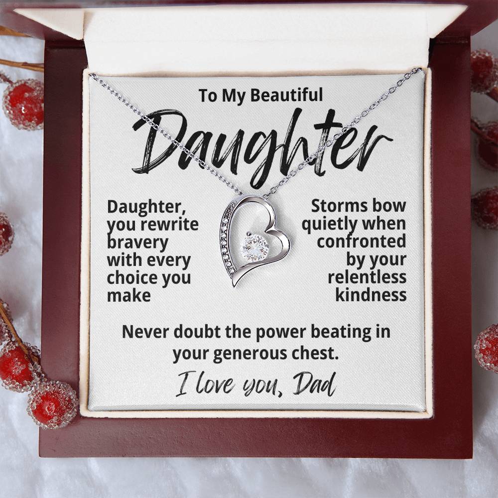 To My Beautiful Daughter From Dad "Daughter You Rewrite..." Forever Love Necklace