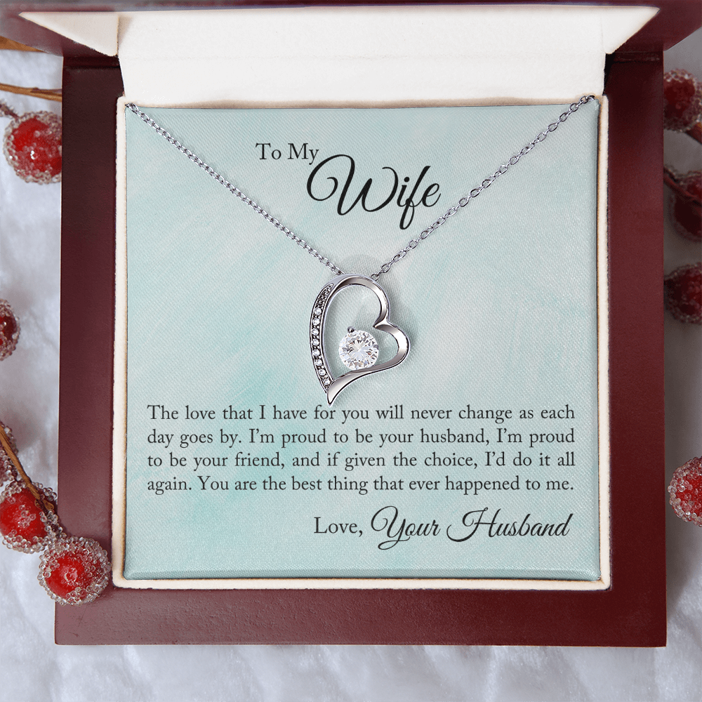 To My Wife – Forever Love Necklace from Husband | Elegant Anniversary Gift with Emotional Message from the Heart