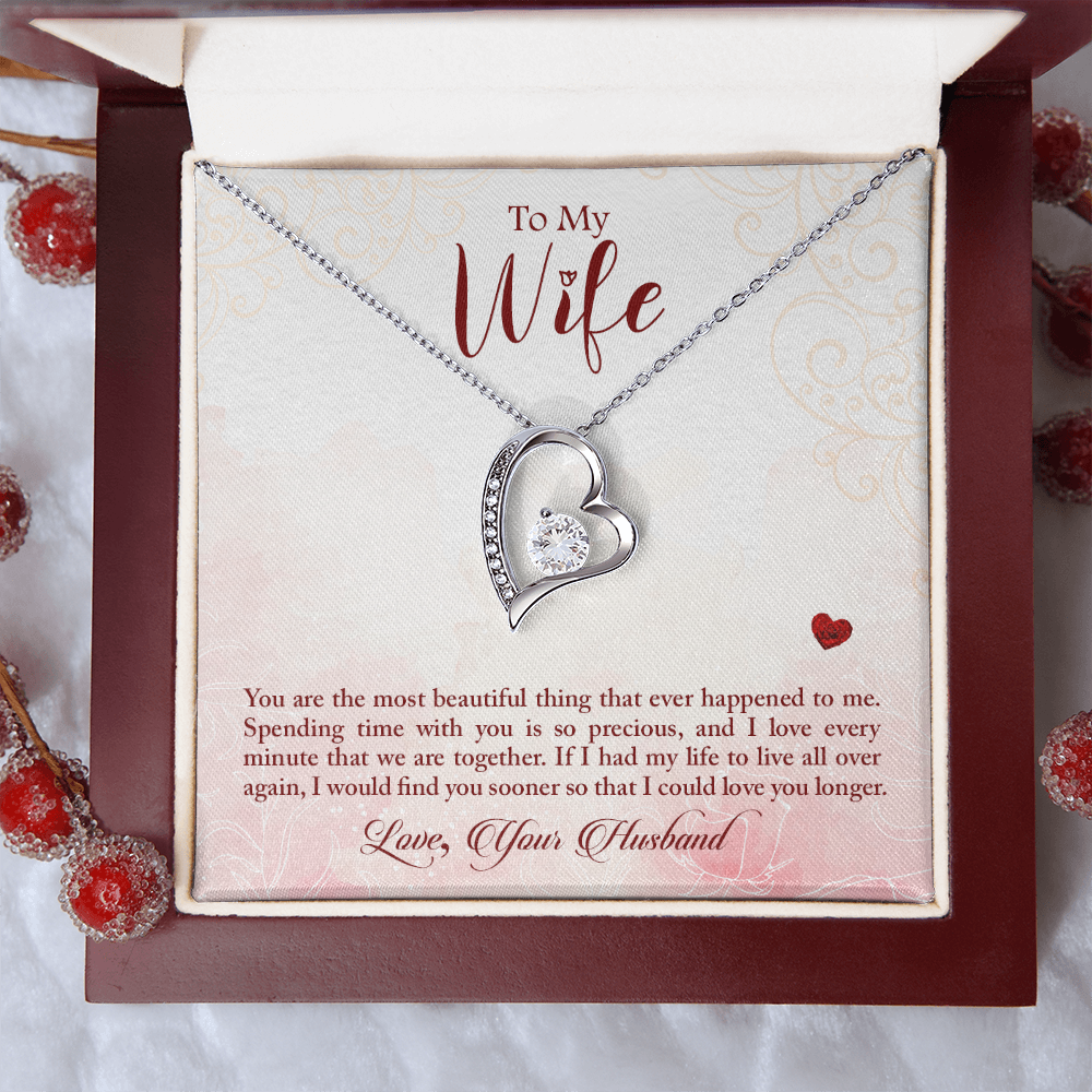 To My Wife – Forever Love Necklace from Husband | Timeless Gift with Romantic Message About Cherished Time Together