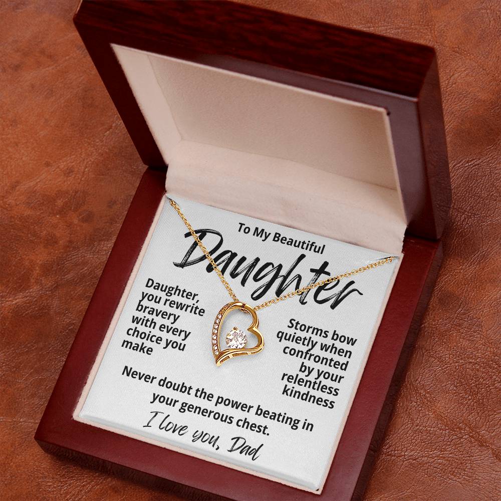 To My Beautiful Daughter From Dad "Daughter You Rewrite..." Forever Love Necklace