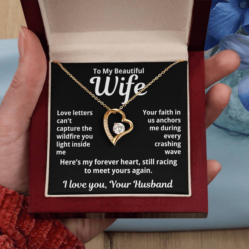 To My Beautiful Wife From Your Husband "Love Letters Can't..." Forever Love Necklace