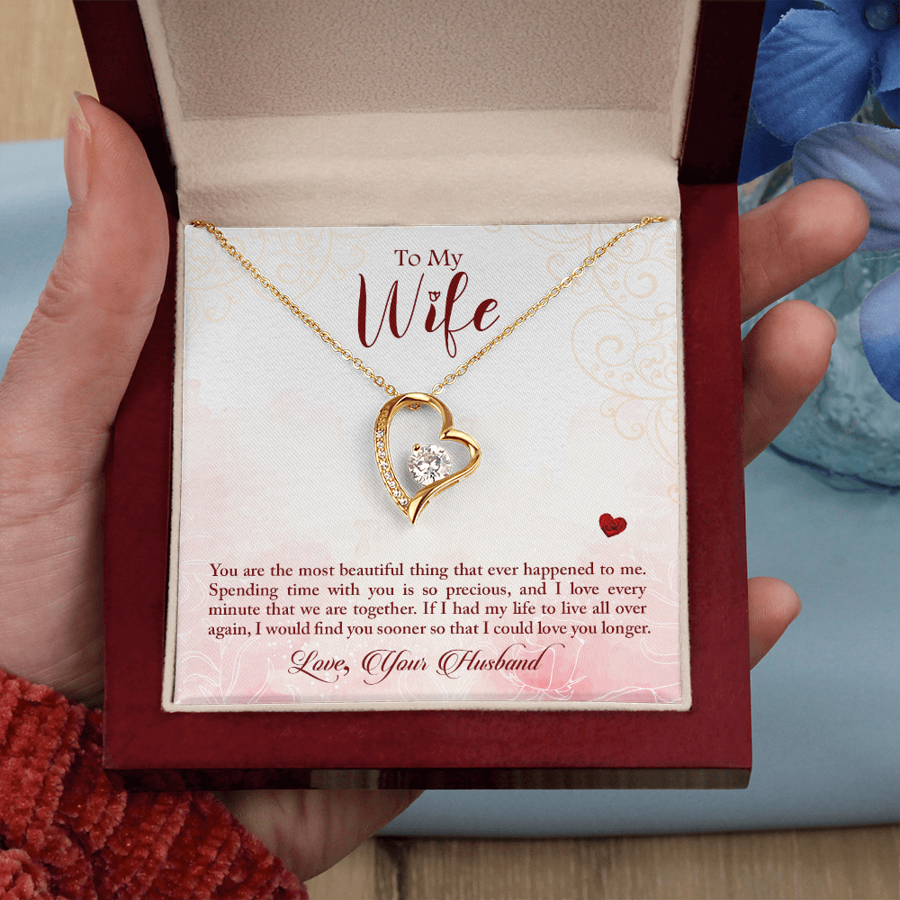 To My Wife – Forever Love Necklace from Husband | Timeless Gift with Romantic Message About Cherished Time Together