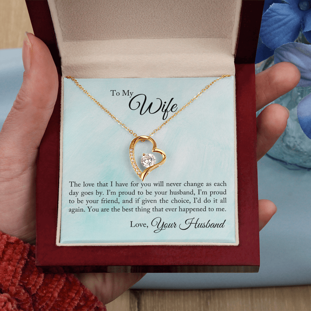 To My Wife – Forever Love Necklace from Husband | Elegant Anniversary Gift with Emotional Message from the Heart