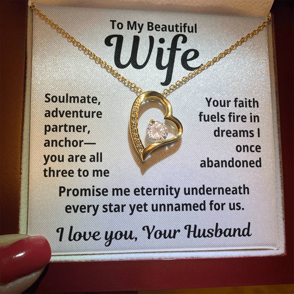 To My Beautiful Wife From Your Husband "Soulmate, Adventurer, Partner..." Forever Love Necklace