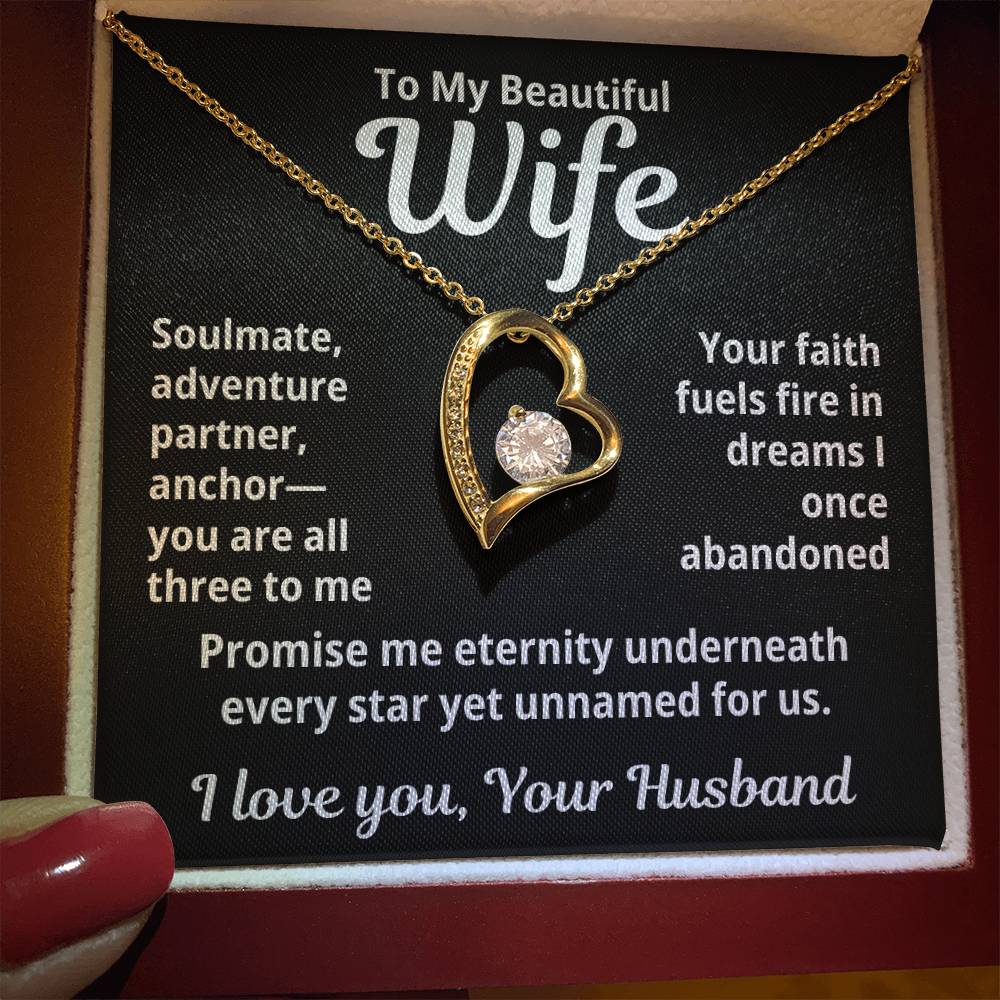 To My Beautiful Wife From Your Husband "Soulmate, Adventurer, Partner..." Forever Love Necklace
