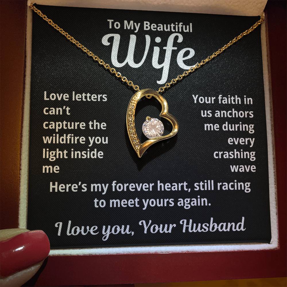 To My Beautiful Wife From Your Husband "Love Letters Can't..." Forever Love Necklace
