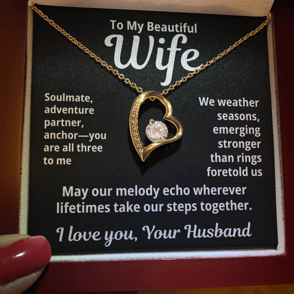 To My Beautiful Wife From Your Husband "Soulmate, Adventurer, Partner..." Forever Love Necklace