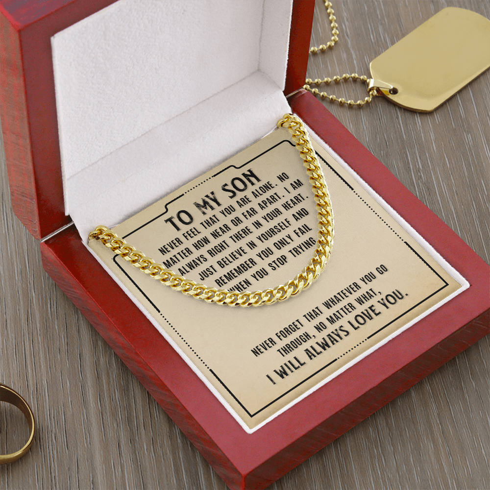Cuban Link Chain for son with emotional message card