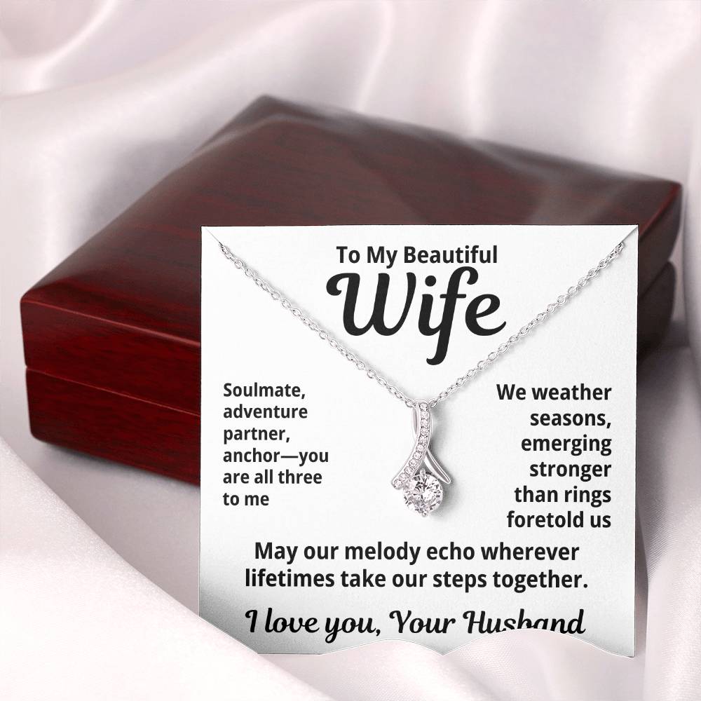To My Beautiful Wife From Your Husband "Soulmate, Adventurer, Partner..." Alluring Beauty Necklace
