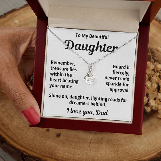 To My Beautiful Wife From Your Husband "Remember Treasure Lies..." Alluring Beauty Necklace
