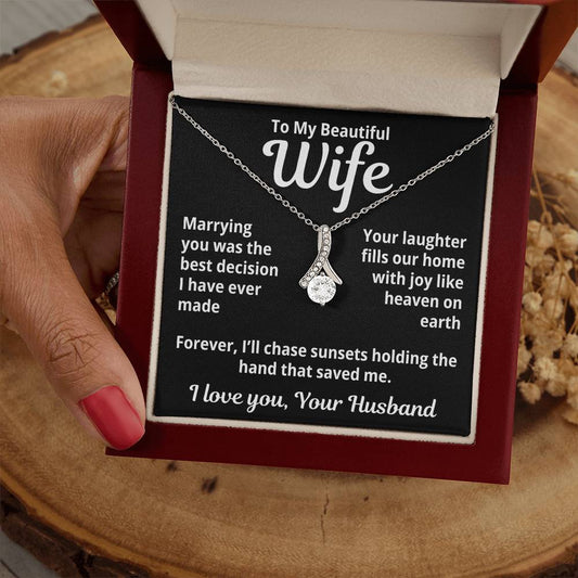 To My Beautiful Wife From Your Husband "Marrying You was..." Alluring Beauty Necklace