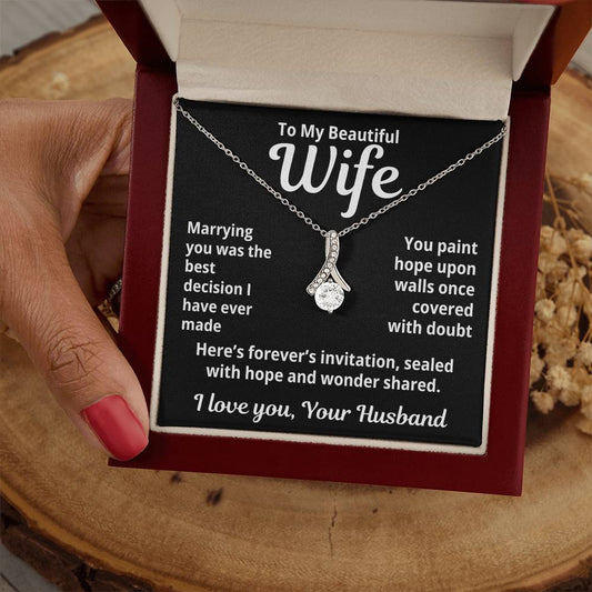 To My Beautiful Wife From Your Husband "Marrying You was..." Alluring Beauty Necklace