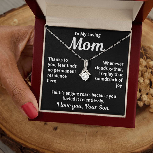 To My Loving Mom From Son "Thanks to You..." Alluring Beauty Necklace