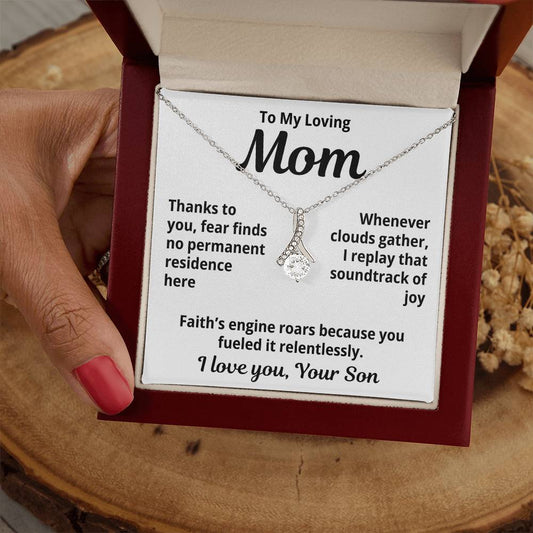 To My Loving Mom From Son "Thanks to You..." Alluring Beauty Necklace