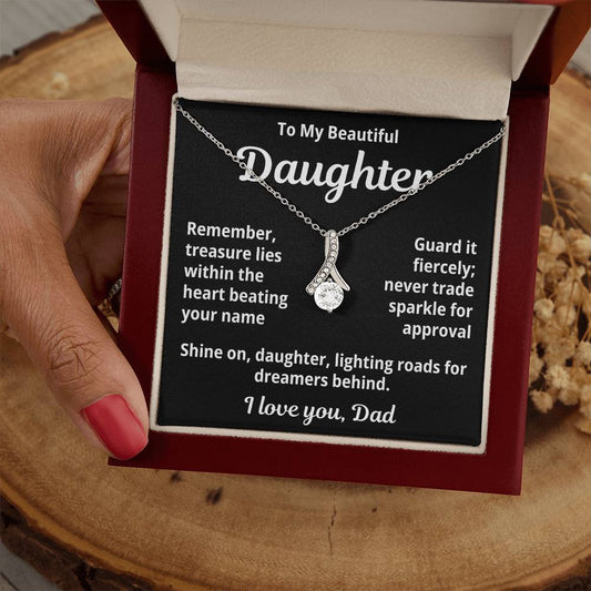 To My Beautiful Wife From Your Husband "Remember Treasure Lies..." Alluring Beauty Necklace