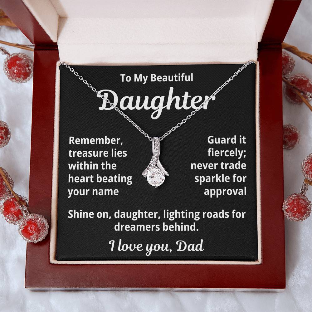 To My Beautiful Wife From Your Husband "Remember Treasure Lies..." Alluring Beauty Necklace