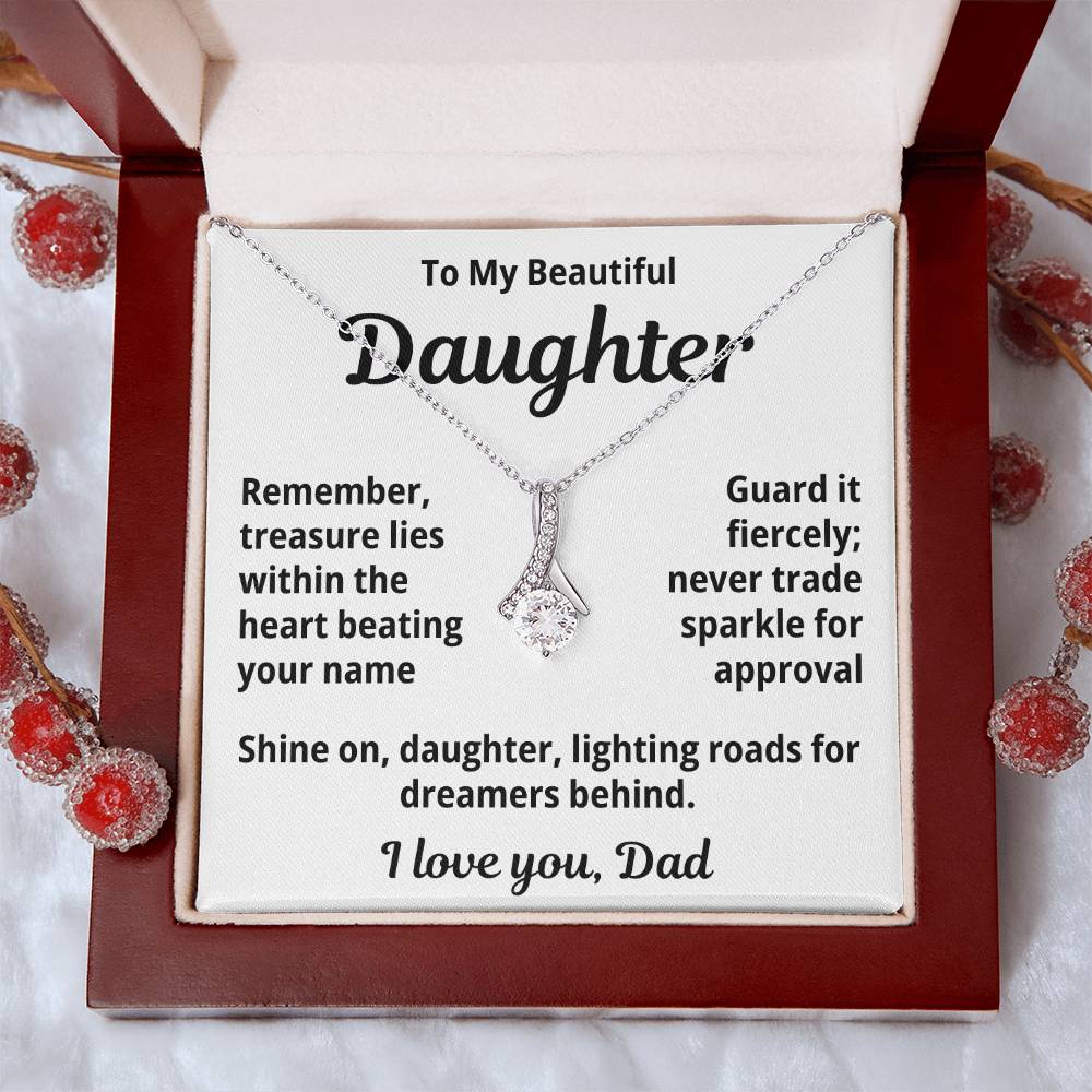 To My Beautiful Wife From Your Husband "Remember Treasure Lies..." Alluring Beauty Necklace