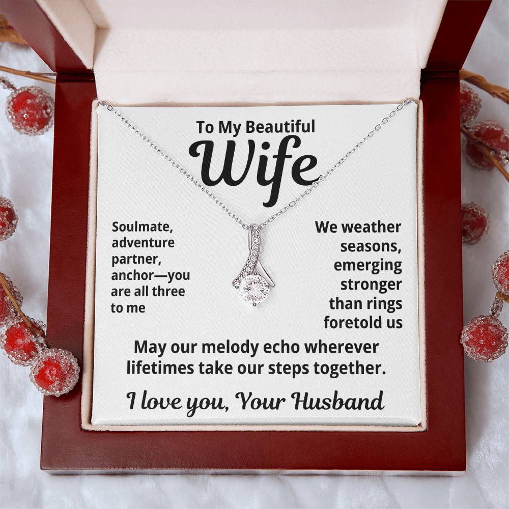 To My Beautiful Wife From Your Husband "Soulmate, Adventurer, Partner..." Alluring Beauty Necklace