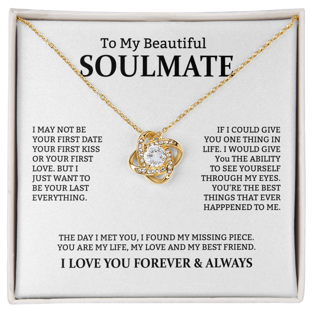 To My Soulmate – Love Knot Necklace Gift for Her | Romantic Jewelry with Heartfelt Message Card for Wife, Girlfriend, or Fiancée