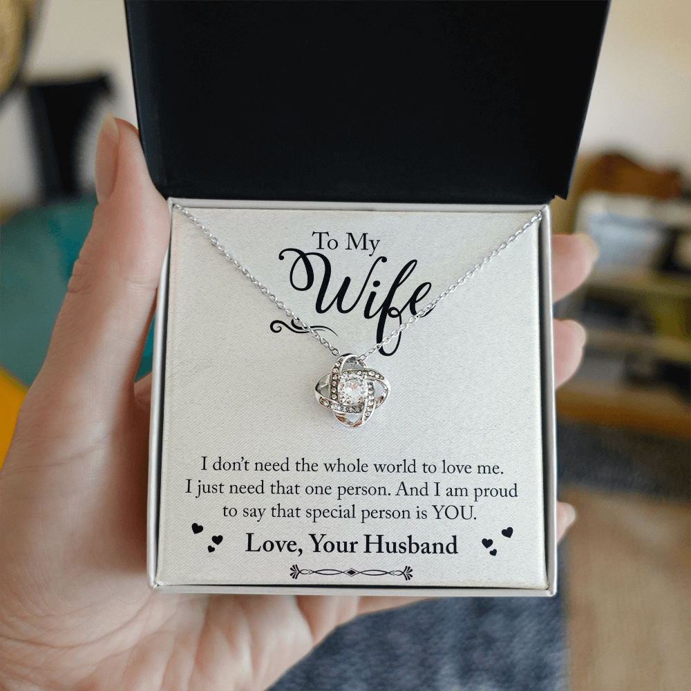 To My Wife – Love Knot Necklace from Husband | Romantic Gift with Heartfelt Message Card for Anniversary, Birthday, or Just Because