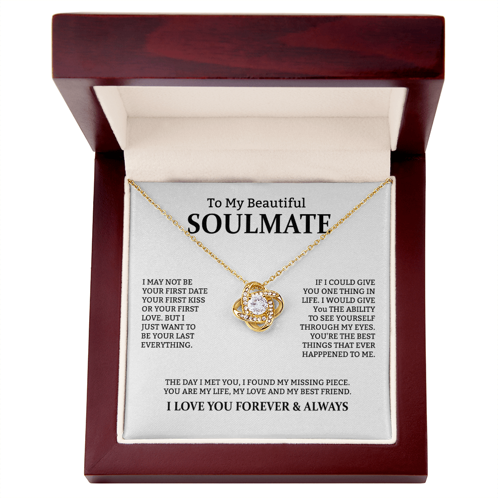 To My Soulmate – Love Knot Necklace Gift for Her | Romantic Jewelry with Heartfelt Message Card for Wife, Girlfriend, or Fiancée