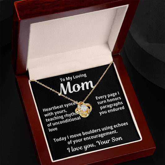 To My Loving Mom from Son "Heartbeat synced with..." Love Knot Necklace