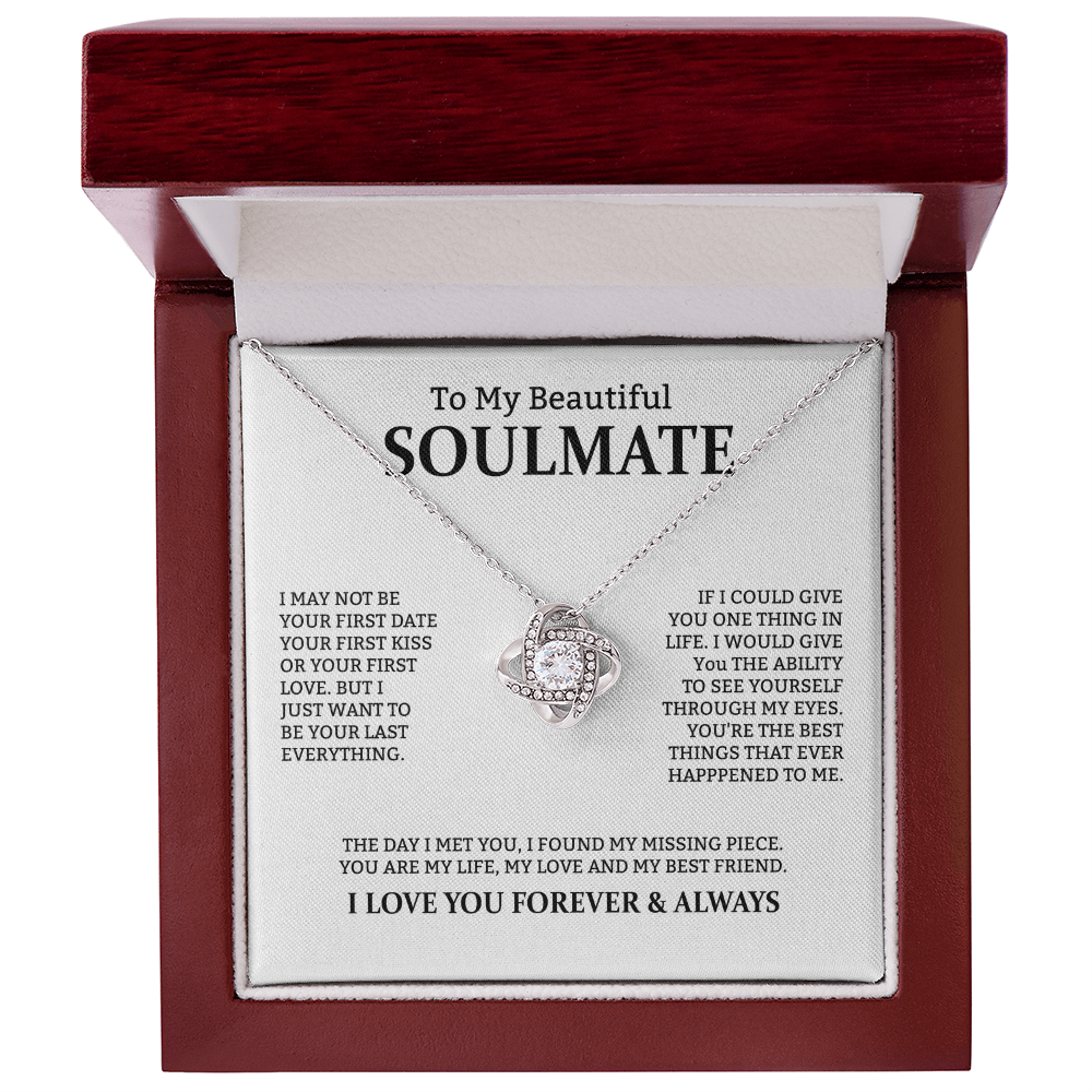 To My Soulmate – Love Knot Necklace Gift for Her | Romantic Jewelry with Heartfelt Message Card for Wife, Girlfriend, or Fiancée