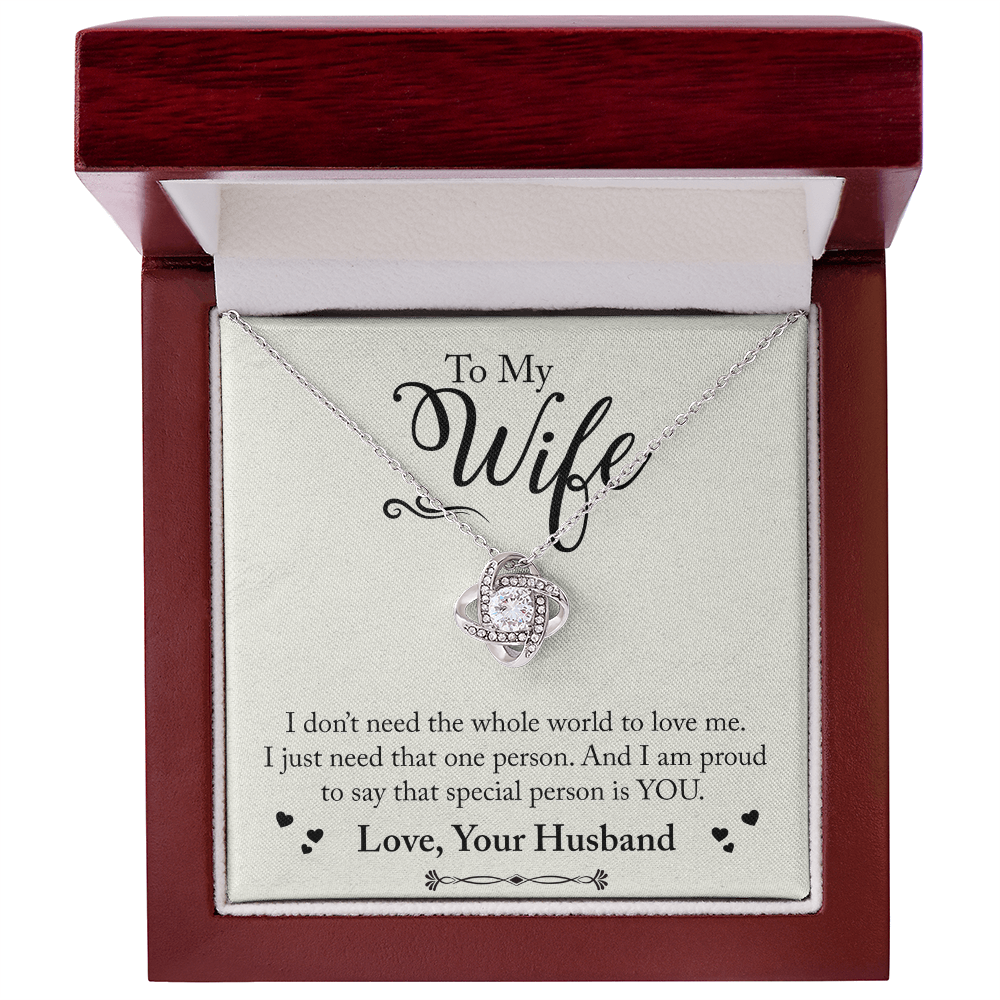 To My Wife – Love Knot Necklace from Husband | Romantic Gift with Heartfelt Message Card for Anniversary, Birthday, or Just Because