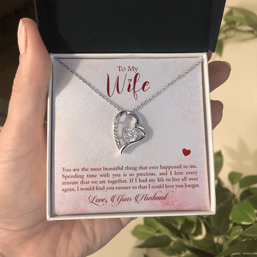 To My Wife – Forever Love Necklace from Husband | Timeless Gift with Romantic Message About Cherished Time Together