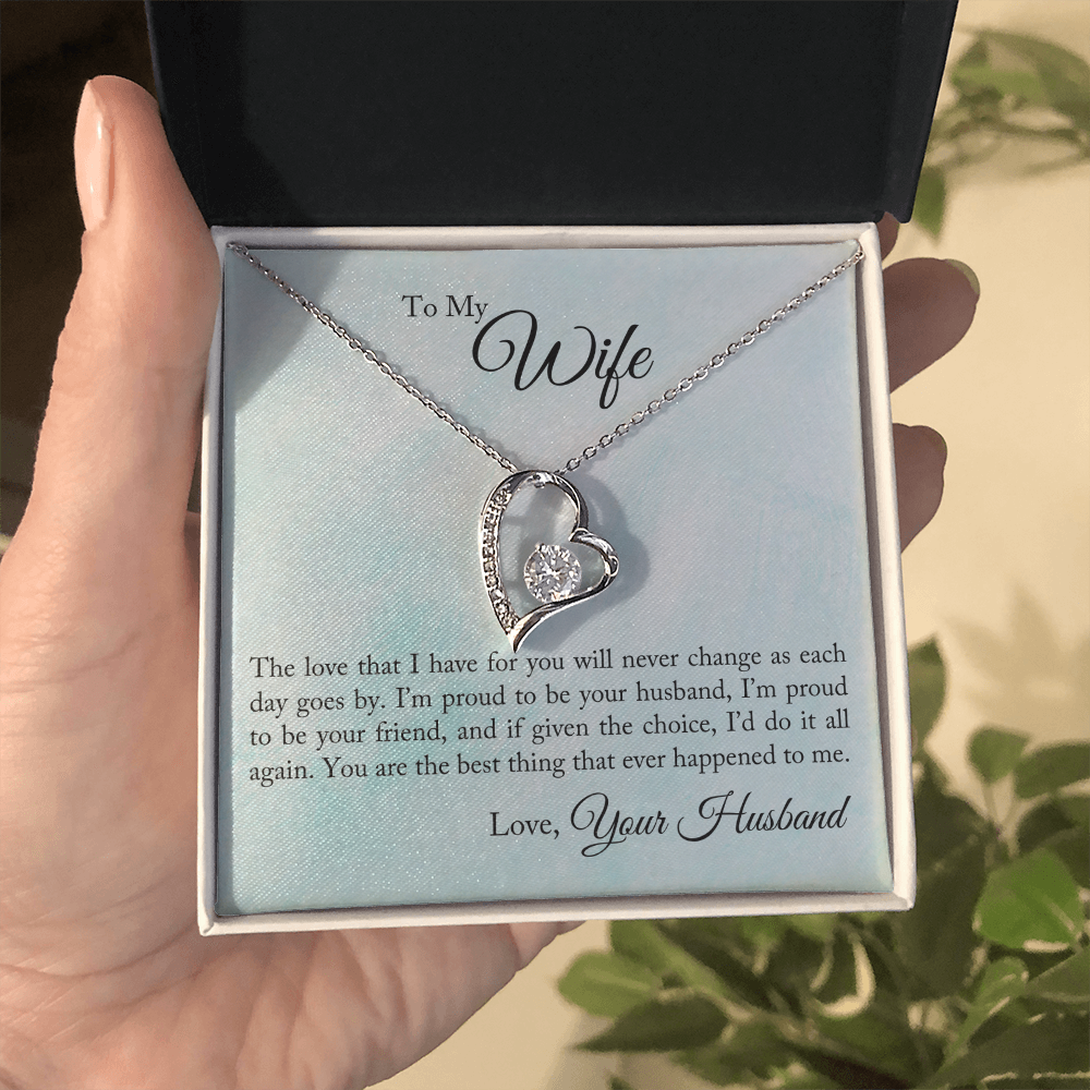 To My Wife – Forever Love Necklace from Husband | Elegant Anniversary Gift with Emotional Message from the Heart