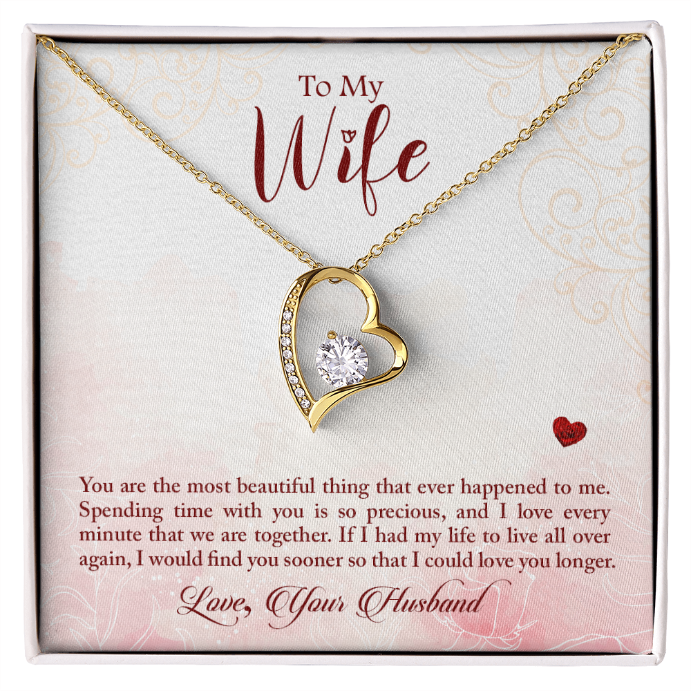 To My Wife – Forever Love Necklace from Husband | Timeless Gift with Romantic Message About Cherished Time Together
