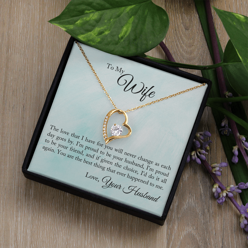 To My Wife – Forever Love Necklace from Husband | Elegant Anniversary Gift with Emotional Message from the Heart