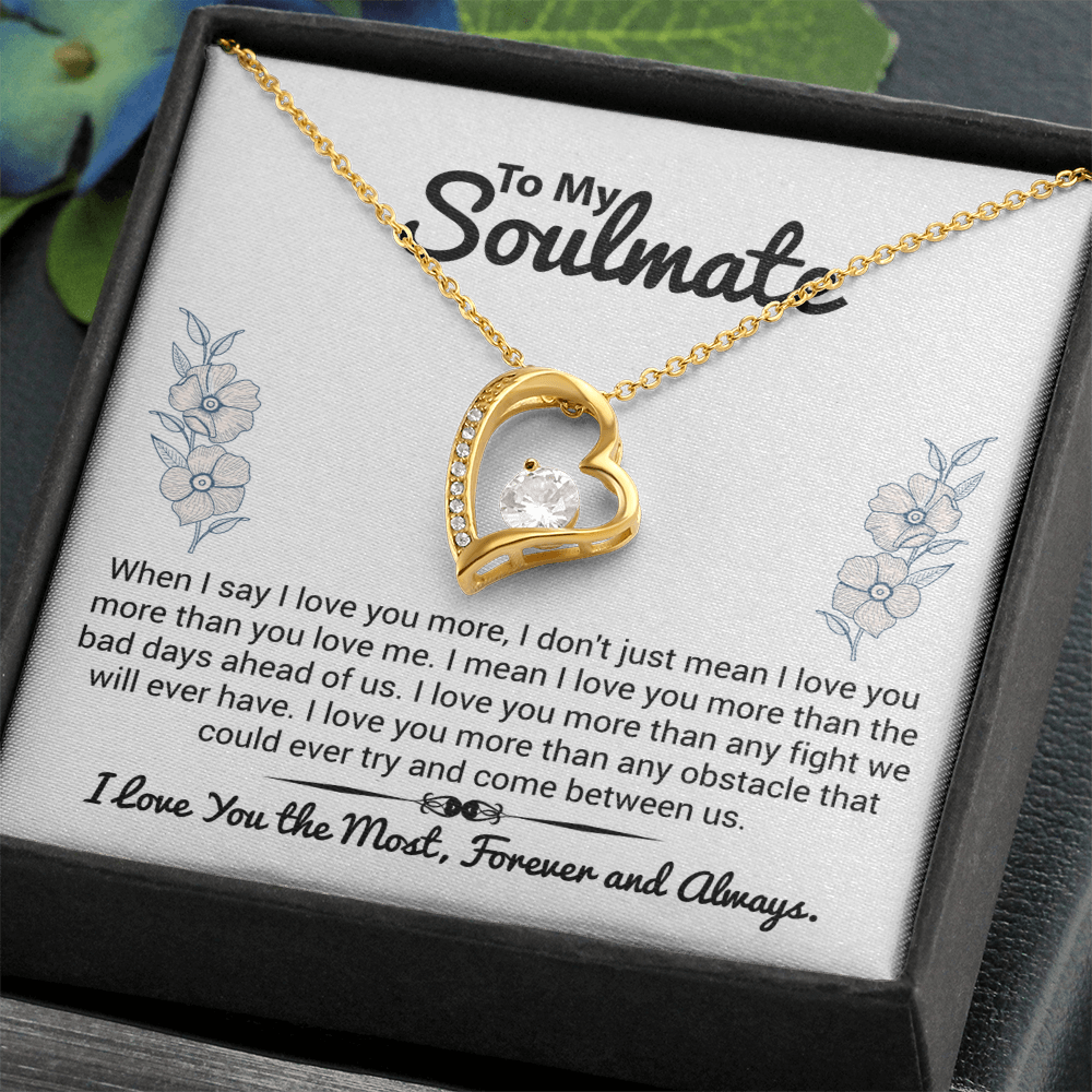 Anniversary or birthday necklace for her – emotional I love you more jewelry with message card

