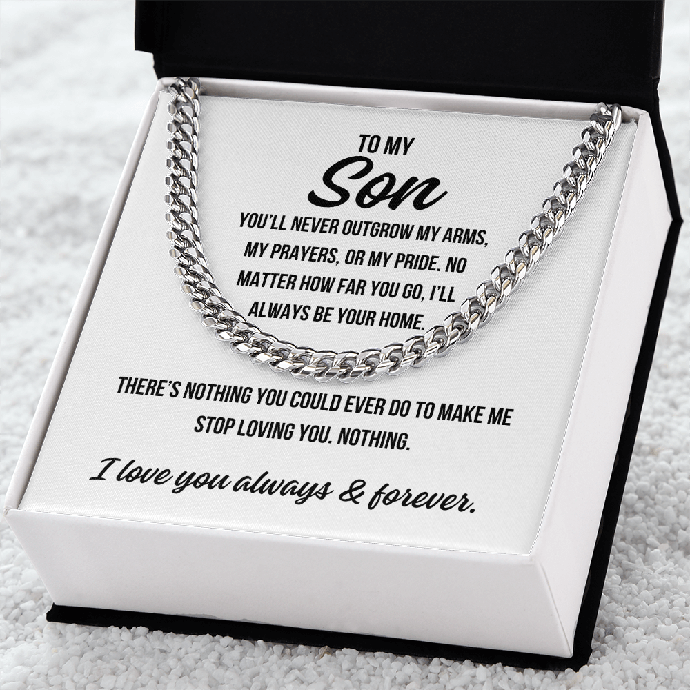 Cuban Link Chain for son from mom or dad with heartfelt message card

