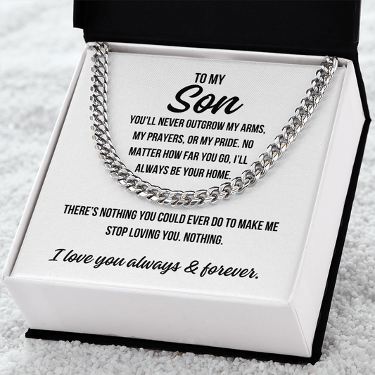 Cuban Link Chain for son from mom or dad with heartfelt message card

